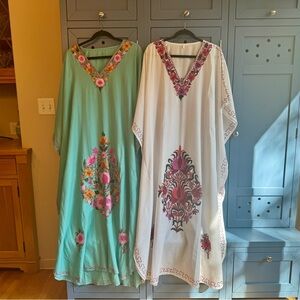Indian Caftan Dresses - Two Available (Green and White)